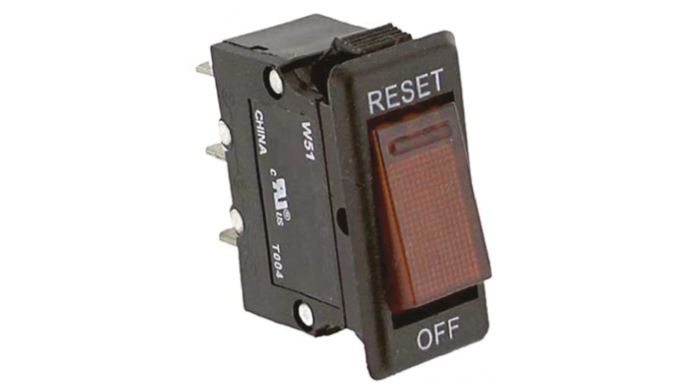 TE Connectivity Thermal Circuit Breaker - W51 Single Pole 250V ac Voltage Rating, 10A Current Rating