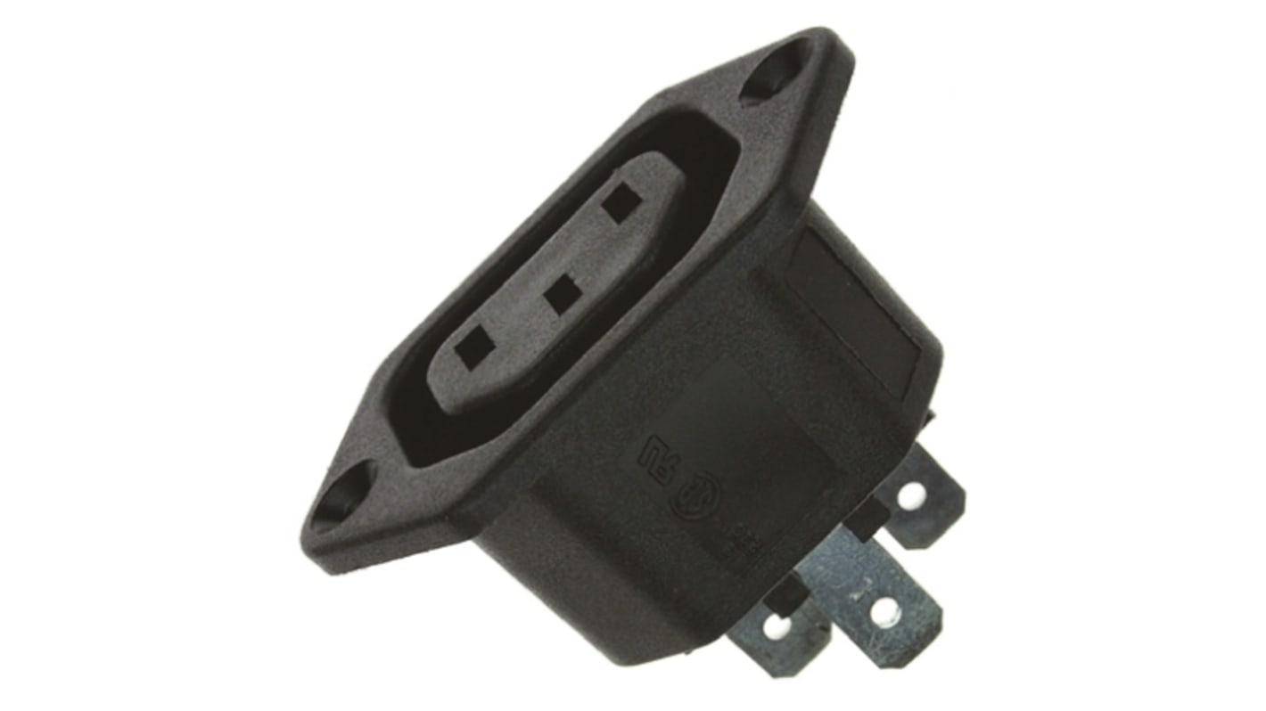 TE Connectivity Panel Mount IEC Connector Socket, 15A, 250 V