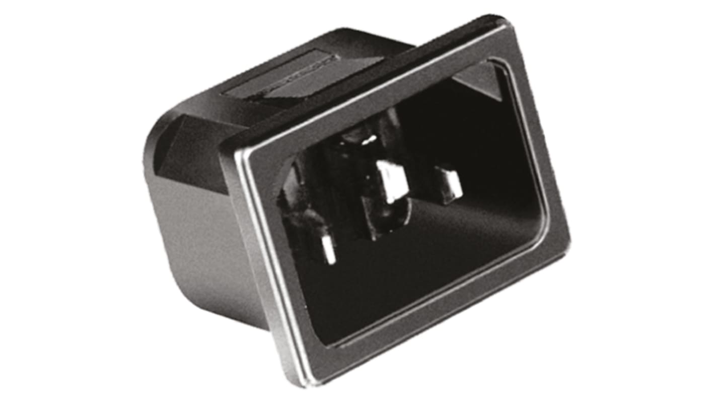 TE Connectivity IEC Connector Snap-In Socket, 2P, Quick Connect Termination, 15A, 250 V