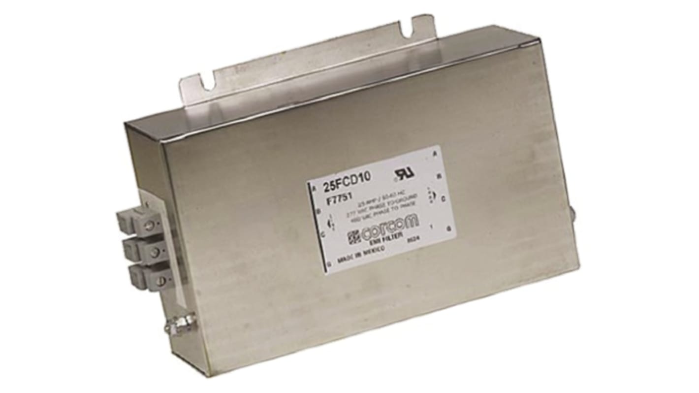 TE Connectivity 25A 480 V ac, Flange Mount Power Line Filter, Terminal Block 3 Phase