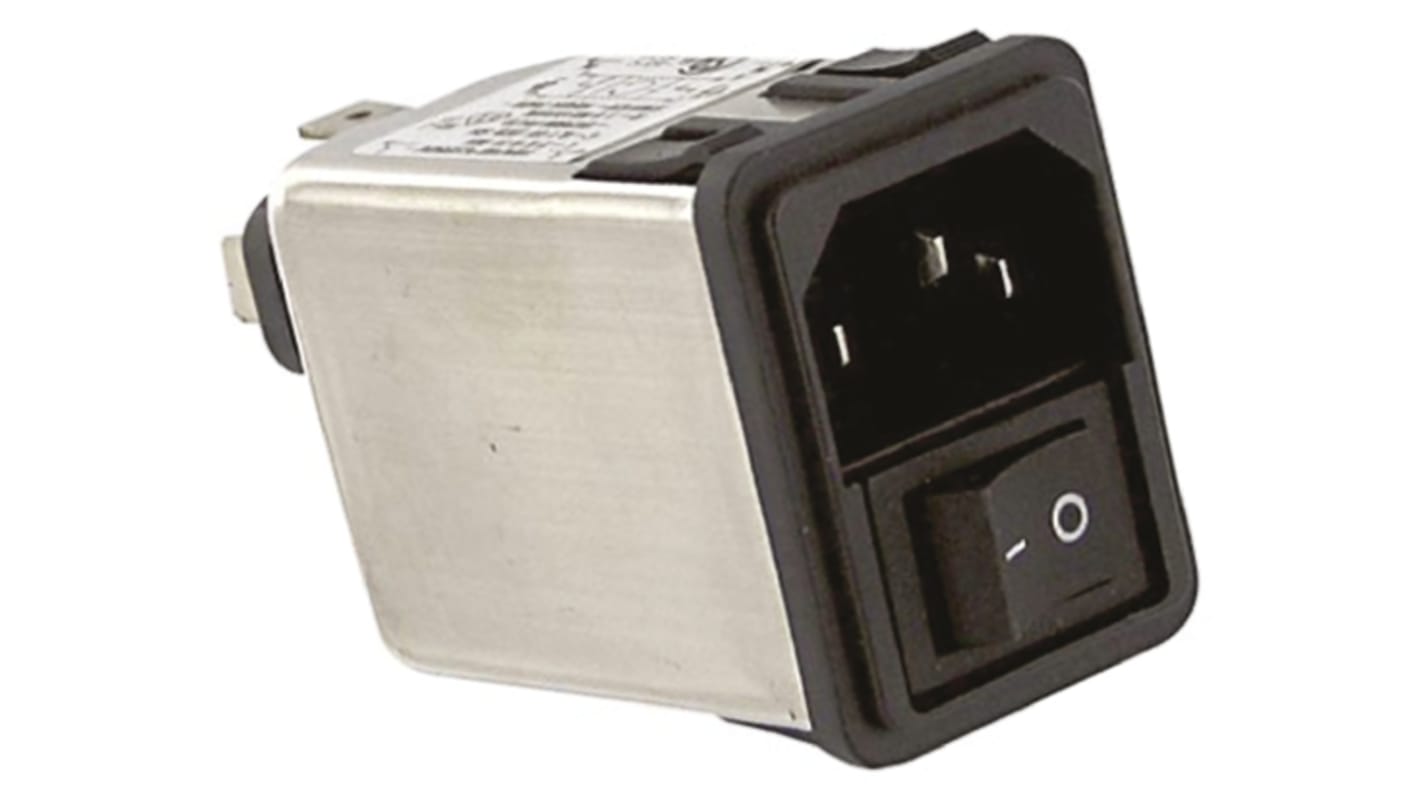 TE Connectivity C14 IEC Filter Stecker mit 2-Pol Schalter, 250 V ac / 10A, Snap-In / Kabelschuh-Anschluss