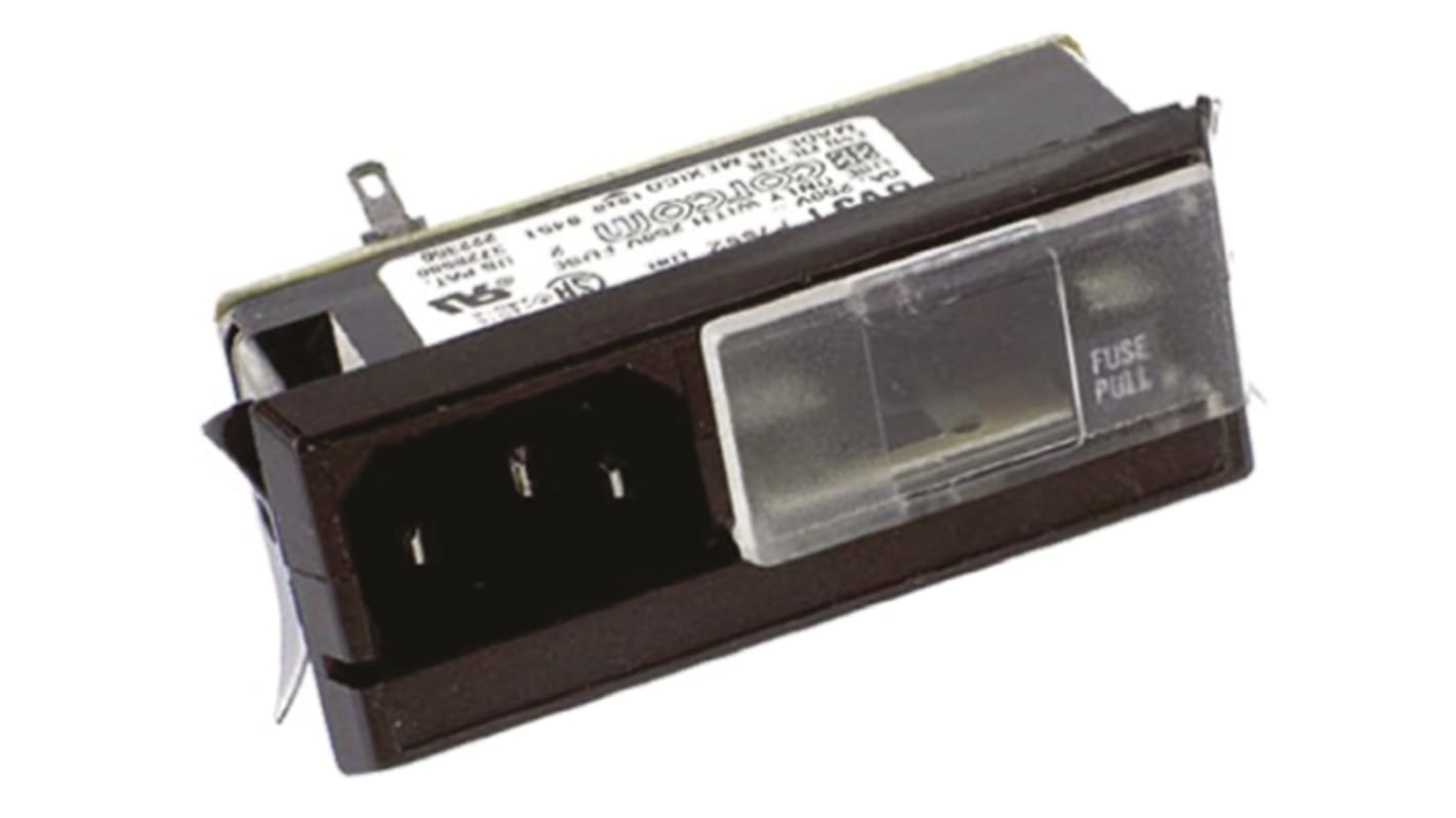 Filtro IEC TE Connectivity con conector C14, 250 V ac, 6A, 50/60Hz, con 1 fusible, con interrruptor de