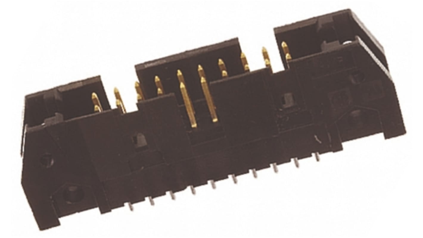 TE Connectivity AMP-LATCH Series Straight Through Hole PCB Header, 20 Contact(s), 2.54mm Pitch, 2 Row(s), Shrouded