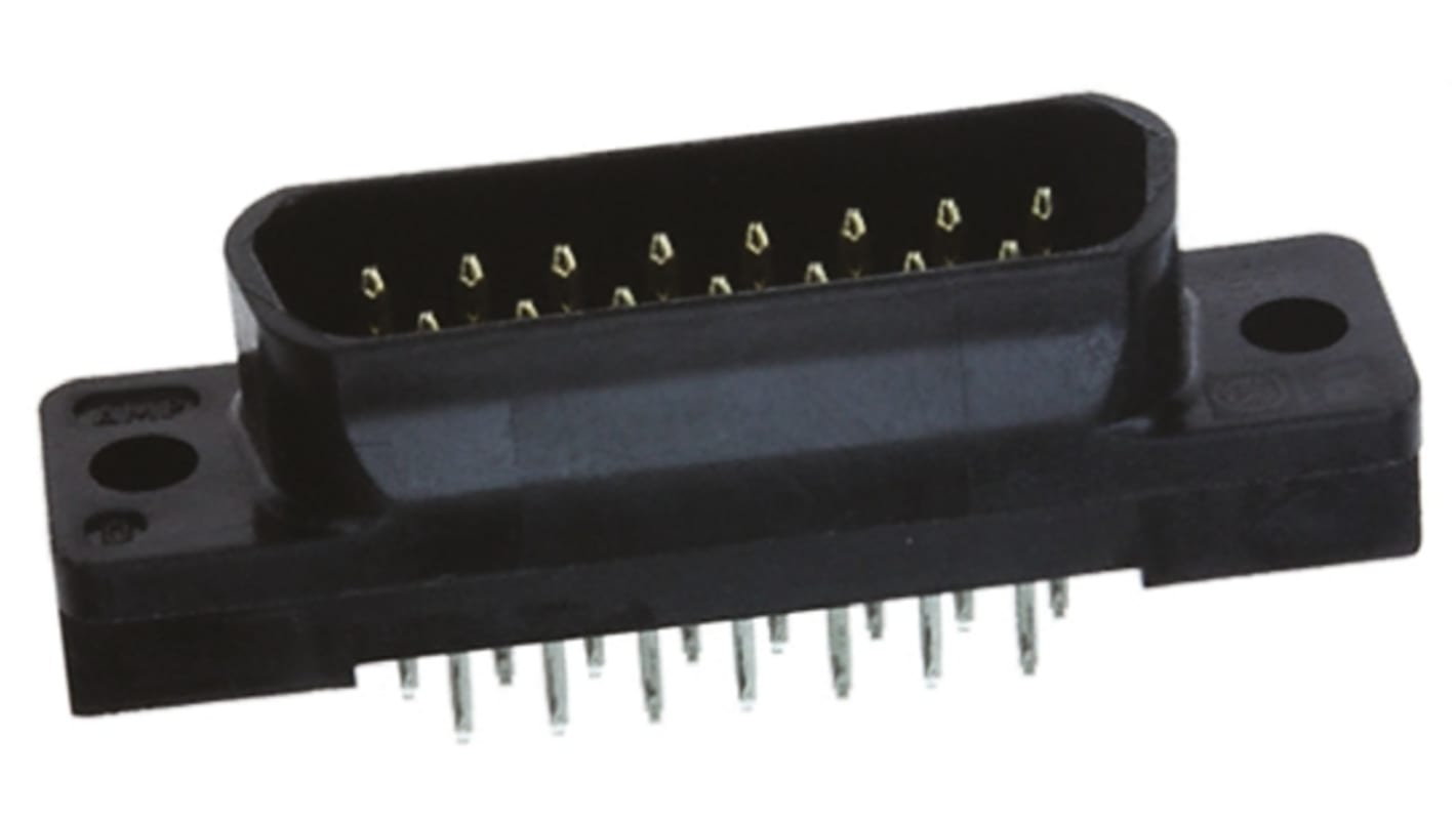 TE Connectivity Amplimite HD-20 15 Way Through Hole D-sub Connector Plug, with 3.05 mm mounting holes