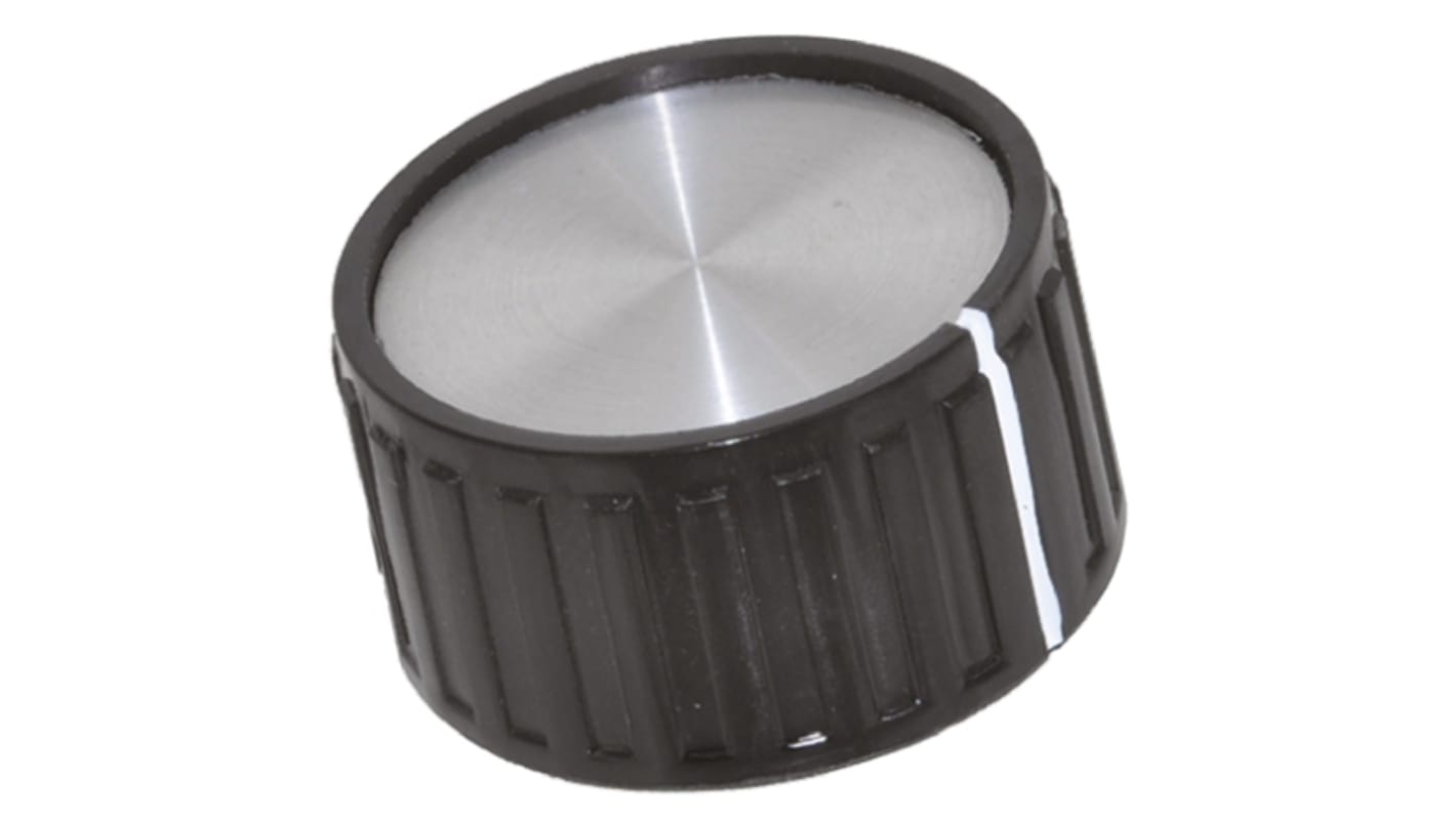 TE Connectivity 26.9mm Black Potentiometer Knob for 6.35mm Shaft