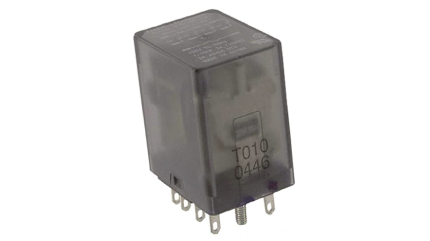 TE Connectivity Plug In Non-Latching Relay, 120V ac Coil, 3A Switching Current, 4PDT