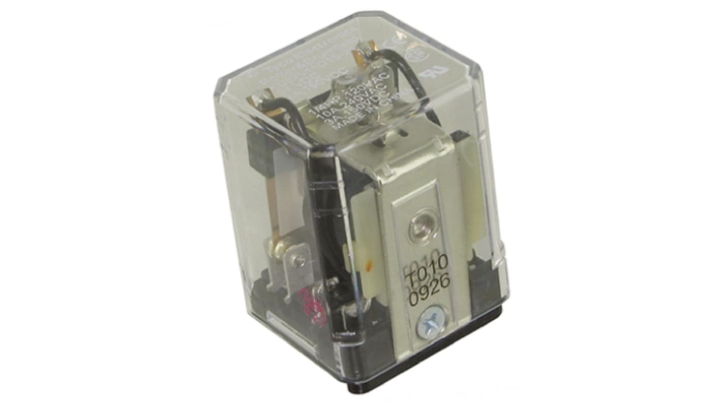 TE Connectivity Plug In Power Relay, 24V dc Coil, 10A Switching Current, DPDT