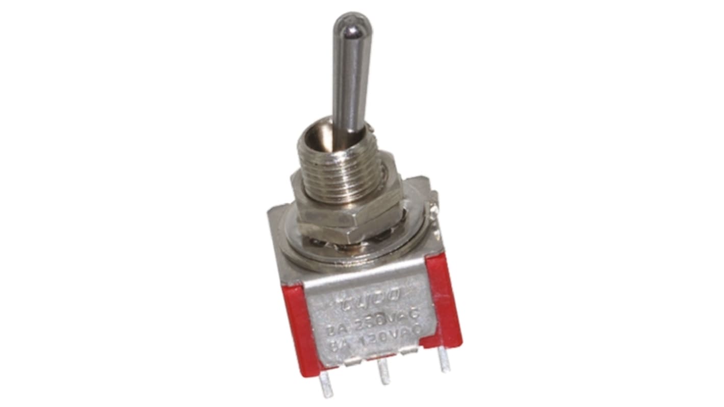 TE Connectivity Toggle Switch, Panel Mount, On-Off-On, DPDT, Solder Terminal