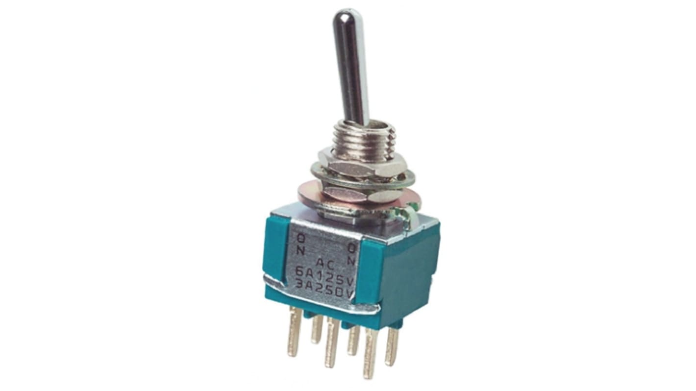 TE Connectivity Toggle Switch, Panel Mount, Latching, DPDT, Solder Terminal