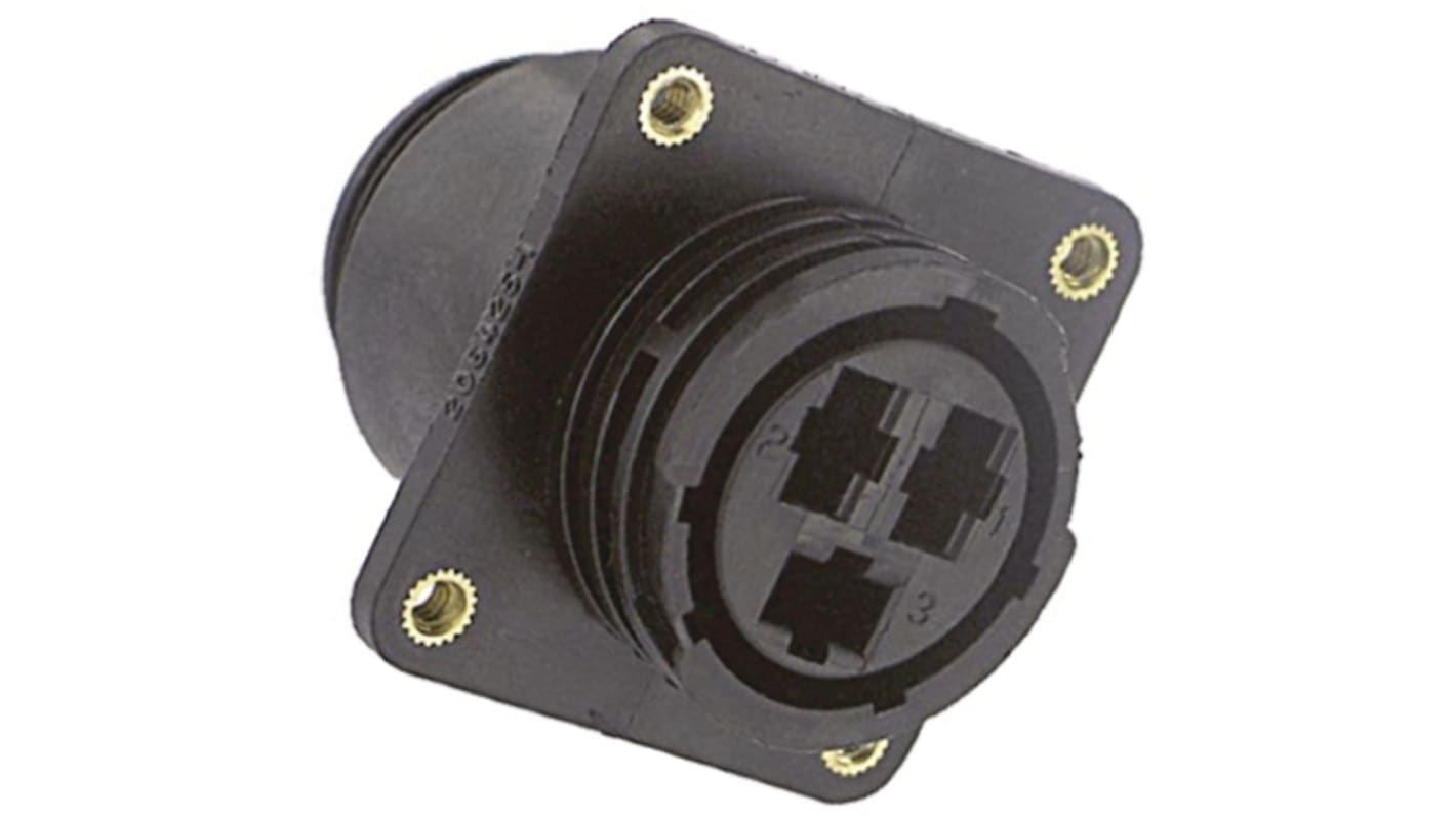 TE Connectivity Connector, 3 Contacts, Flange Mount, Socket, Female, CPC Series 3 Series