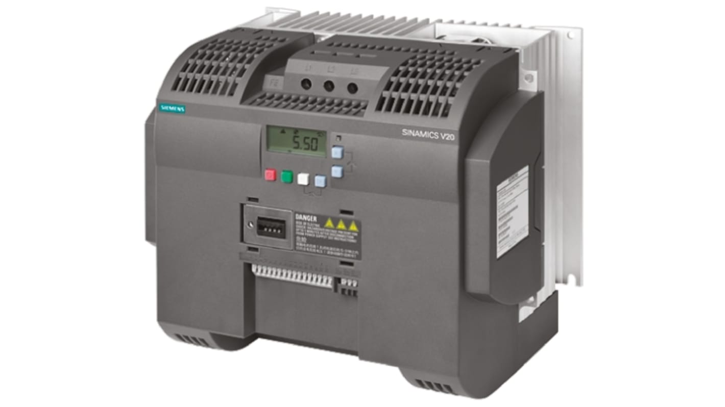 Siemens Inverter Drive, 11 kW, 3 Phase, 400 V ac, 21 A, 25 A, SINAMICS V20 Series