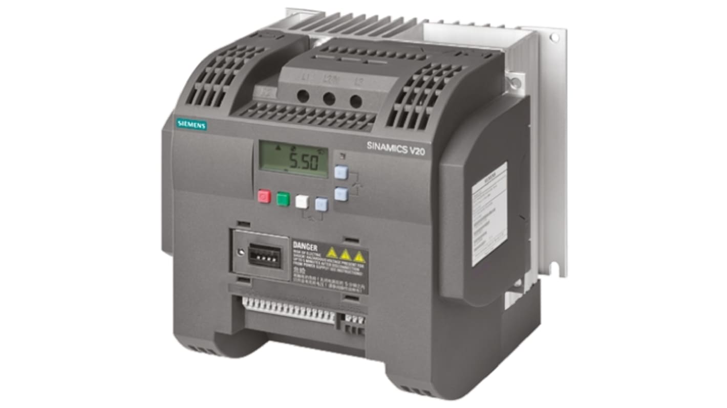 Siemens Inverter Drive, 2.2 kW, 1 Phase, 230 V ac, 11 A, SINAMICS V20 Series