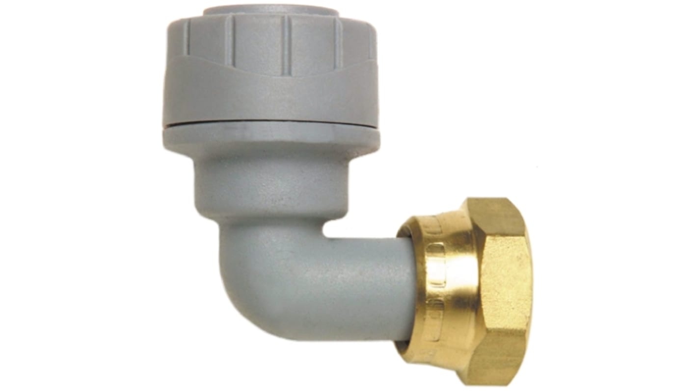 Polyplumb Push Fit Fitting Brass 90° Tap Connector, 15mm od