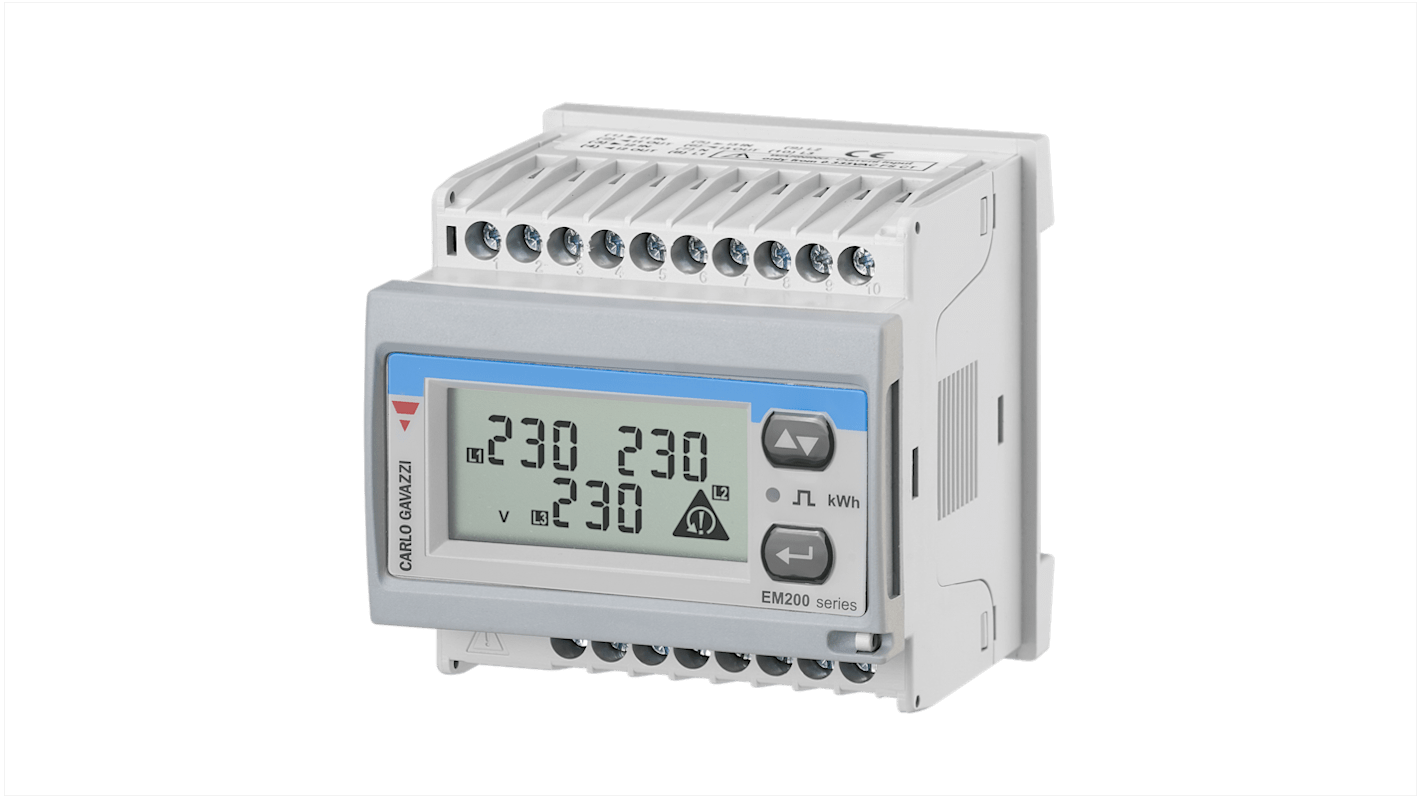 Carlo Gavazzi EM2172D Energiemessgerät LCD 68mm x 68mm, 7-stellig / 3-phasig, Impulsausgang