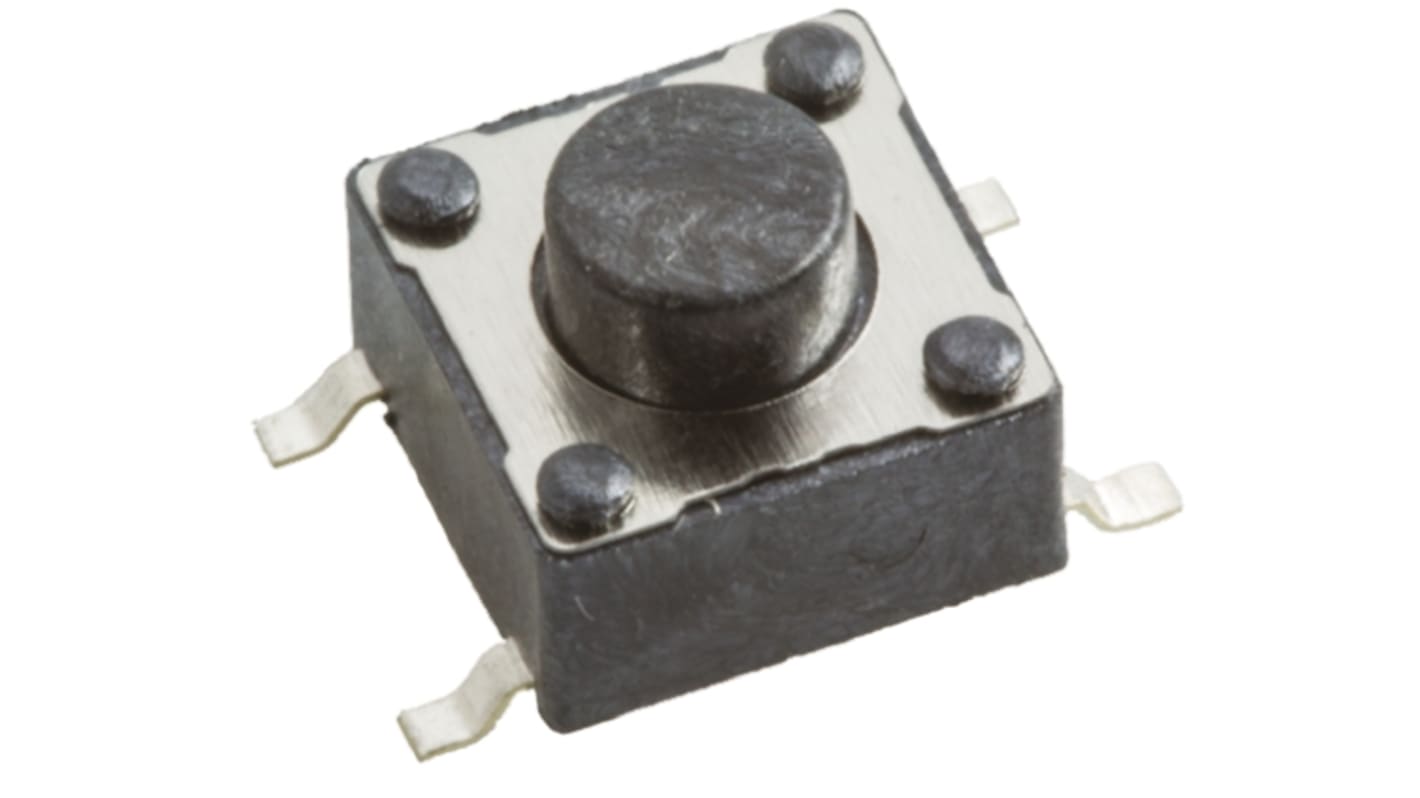 Black Tactile Switch, SPST 50 mA @ 12 V dc 1.6mm Surface Mount