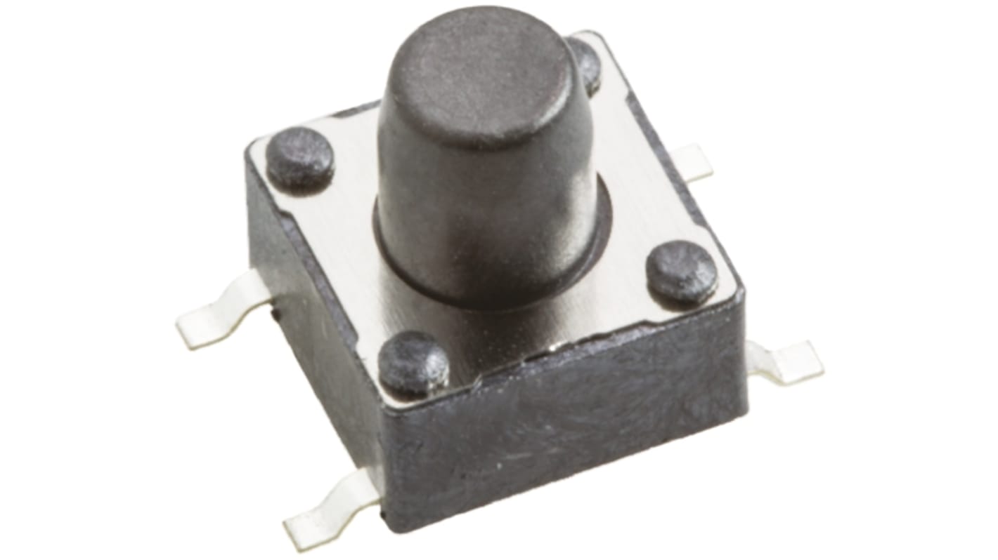 Black Tactile Switch, SPST 50 mA @ 12 V dc 3.6mm Surface Mount