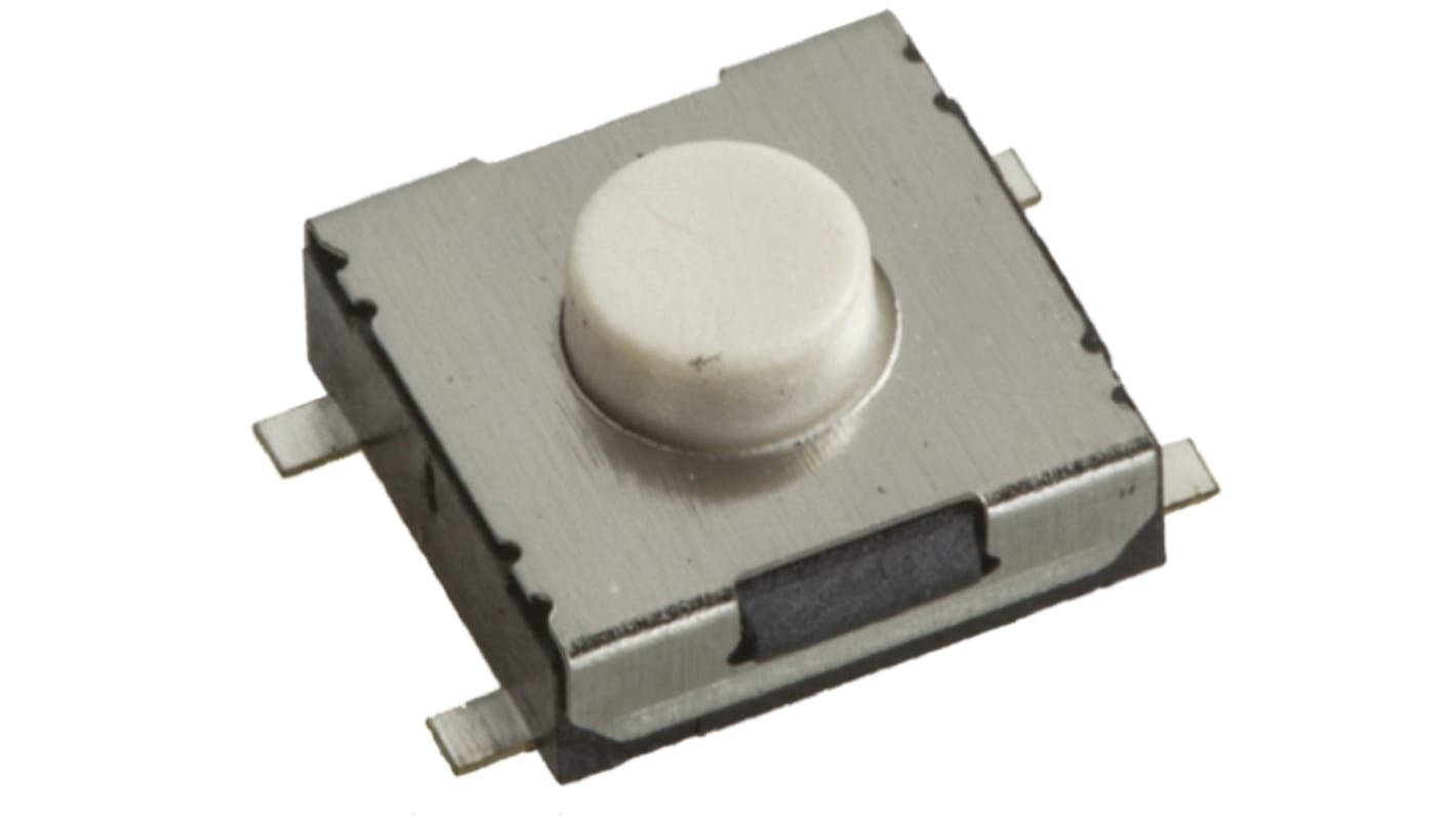 Érintőkapcsoló Fehér, Érintőkapcsolók, SPST, 50 mA 12 V DC esetén, 2.5mm 0.5mm, Felületre szerelhető
