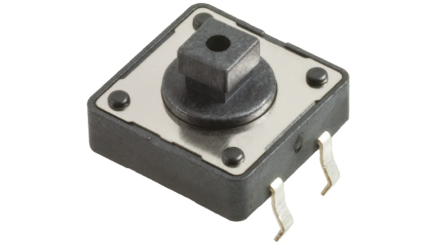 Black Button Tactile Switch, SPST 50 mA @ 12 V dc 3.8mm Through Hole