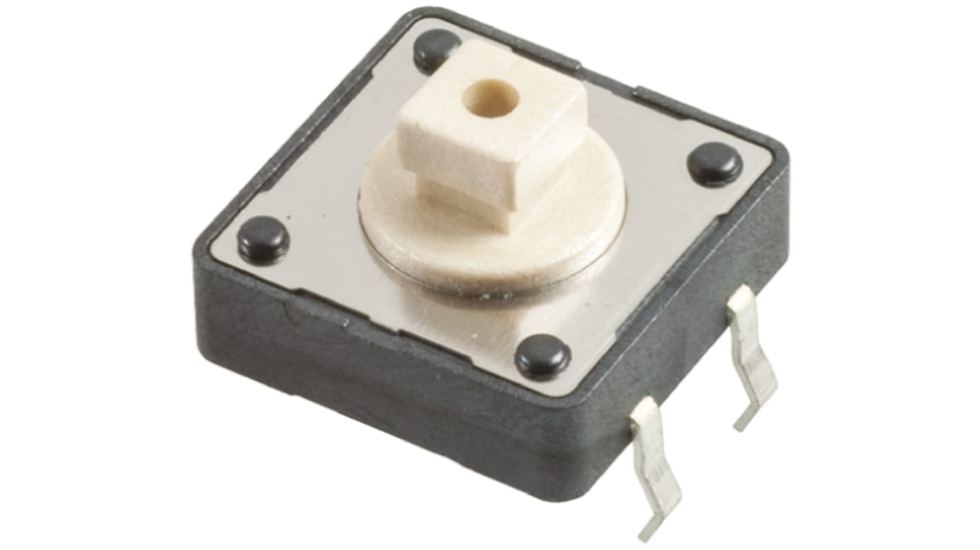 White Button Tactile Switch, SPST 50 mA @ 12 V dc 3.8mm Through Hole