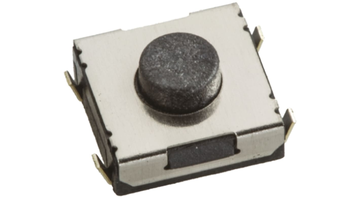 Interruptor táctil, Negro, contactos SPST 3.1mm, Montaje superficial