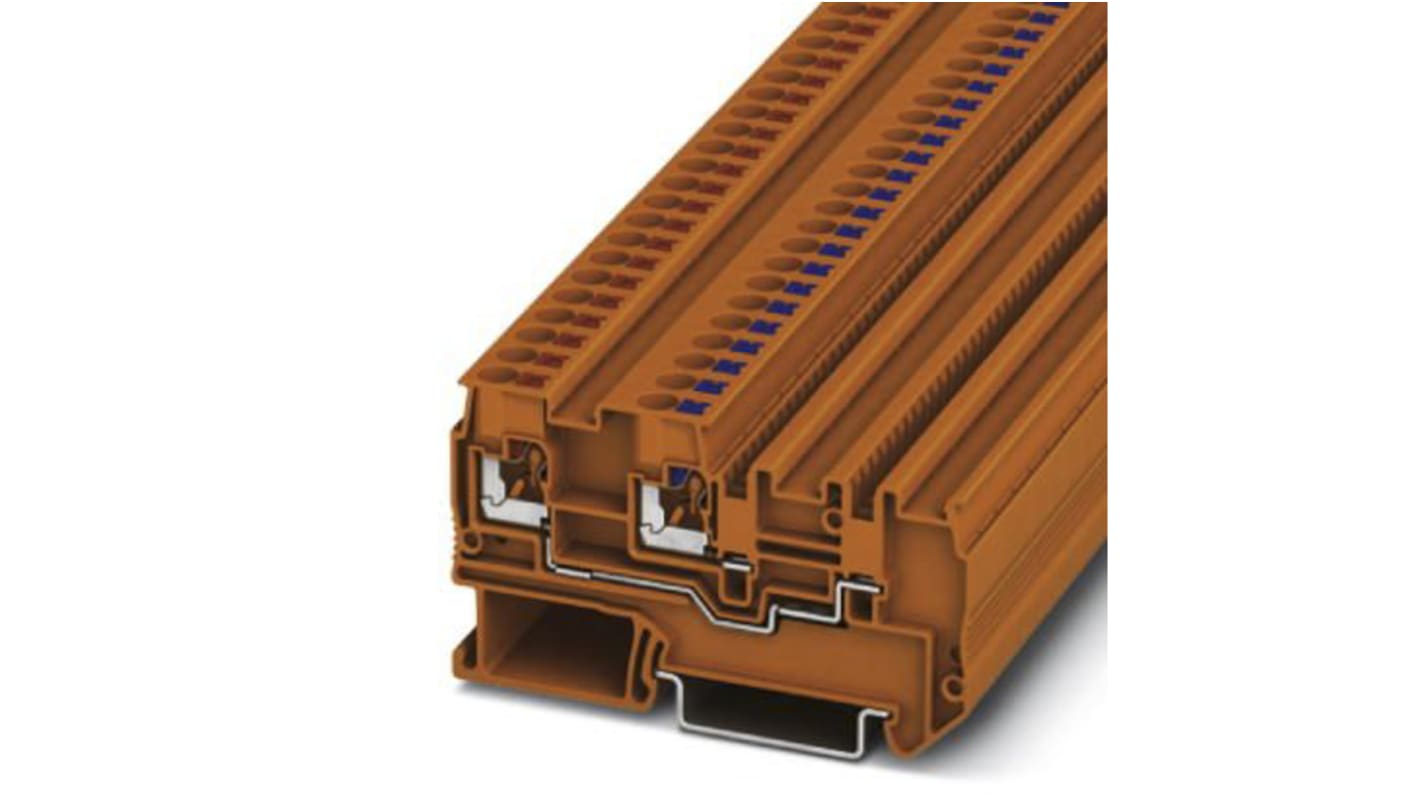 Bloc de jonction rail DIN Phoenix Contact PTIO-IN 2.5/3 OG, 1.5mm², Enfichable, Orange