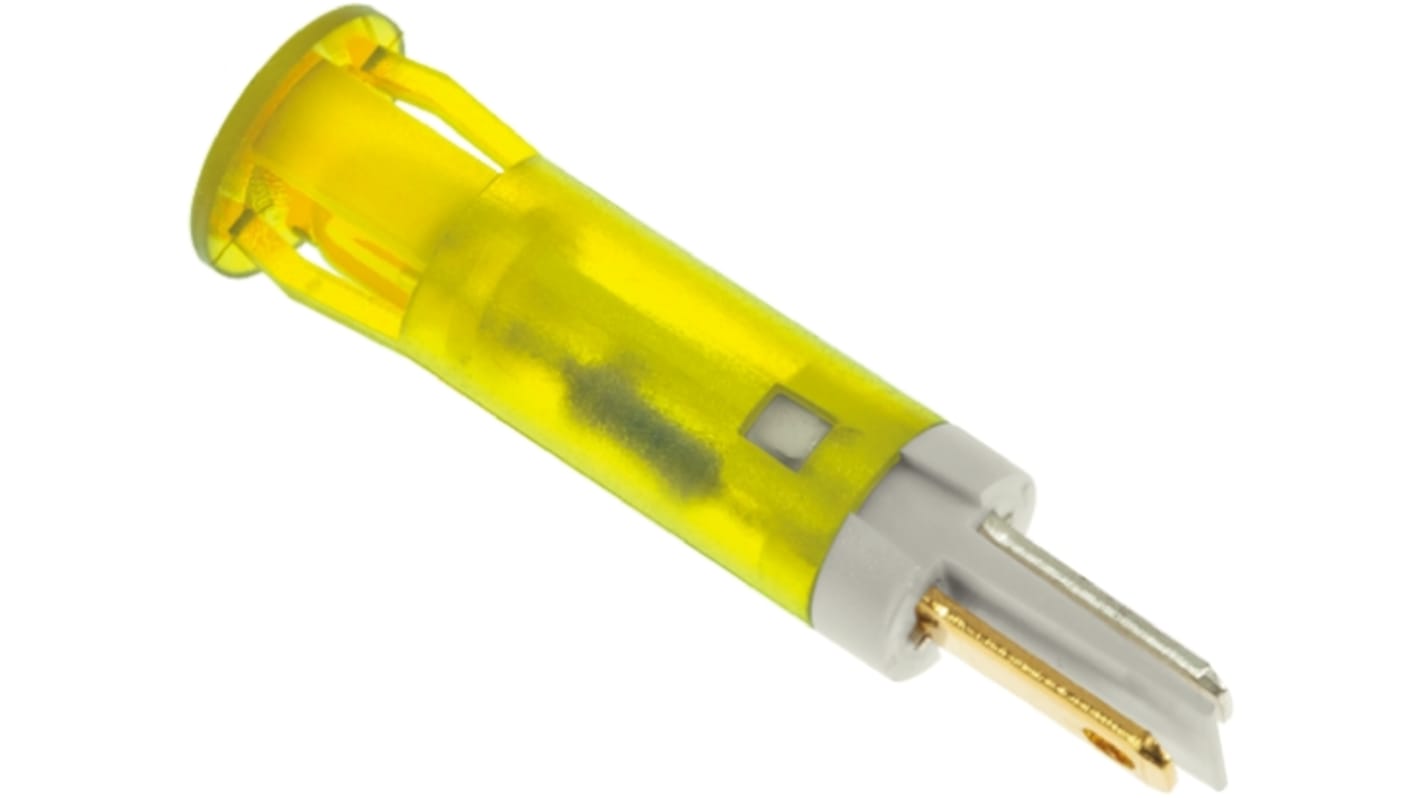 APEM Yellow Panel Mount Indicator, 220V ac, 8mm Mounting Hole Size, Faston, Solder Lug Termination