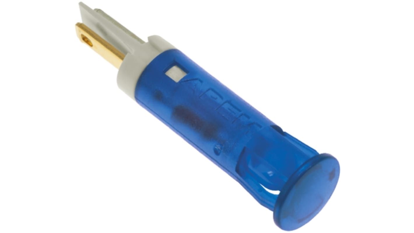 Apem Blue Panel Mount Indicator, 12V dc, 6mm Mounting Hole Size, Faston, Solder Lug Termination