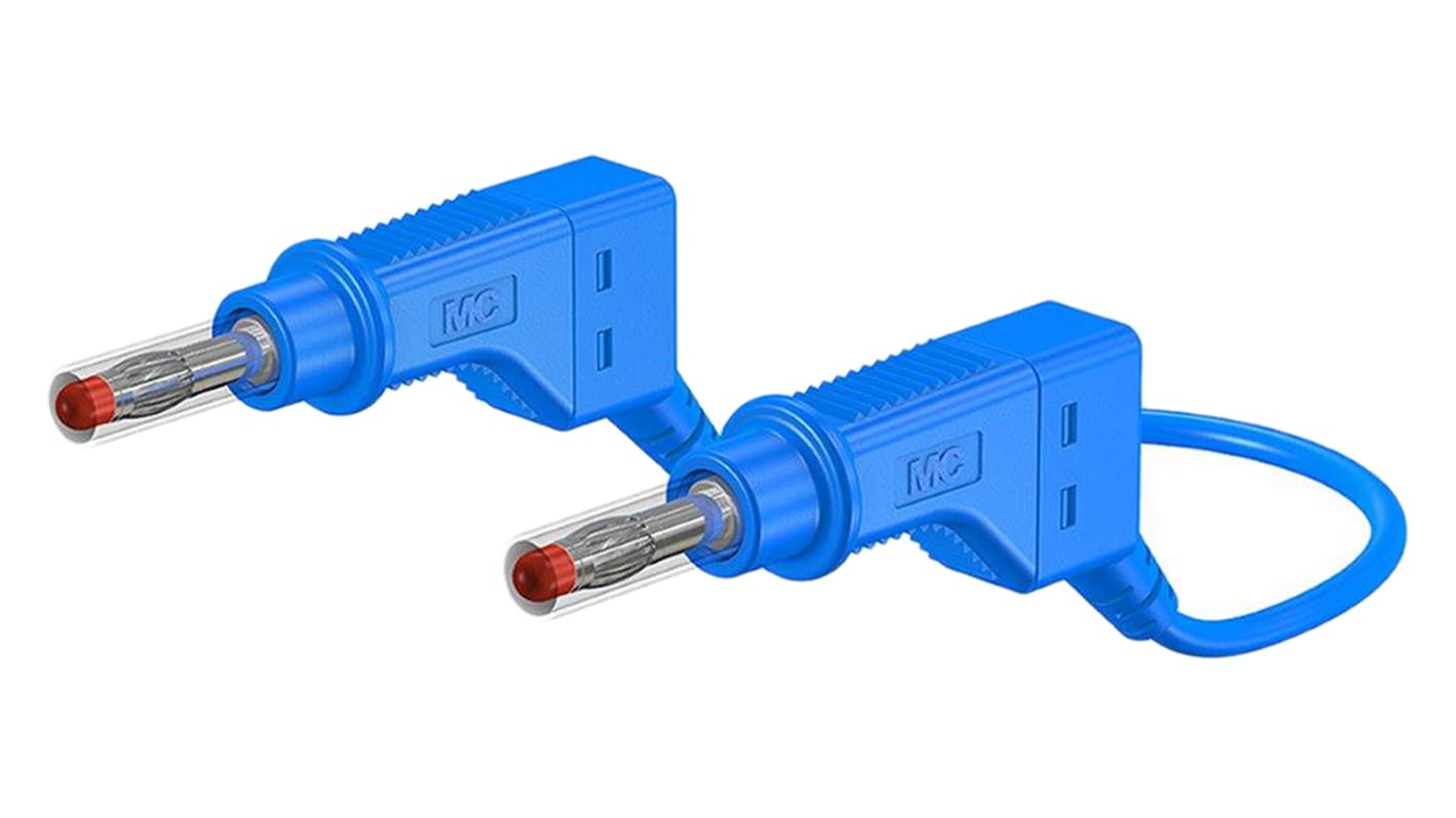 Staubli Messleitung 4mm Stecker / Stecker, Blau PVC-isoliert 500mm, 600V / 32A CAT II 600V