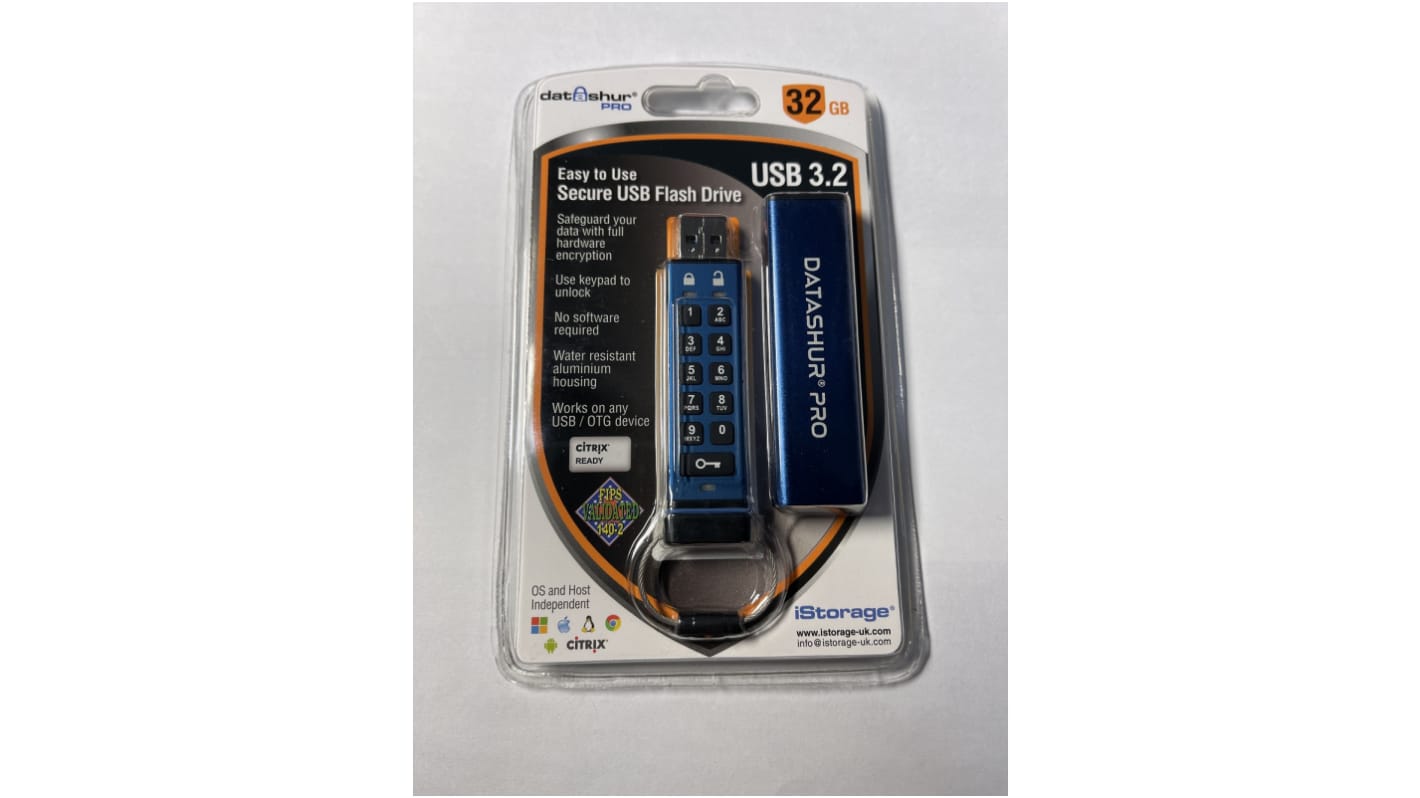 iStorage USBメモリ 32 GB, USB 2.0, IS-FL-DA-256-32