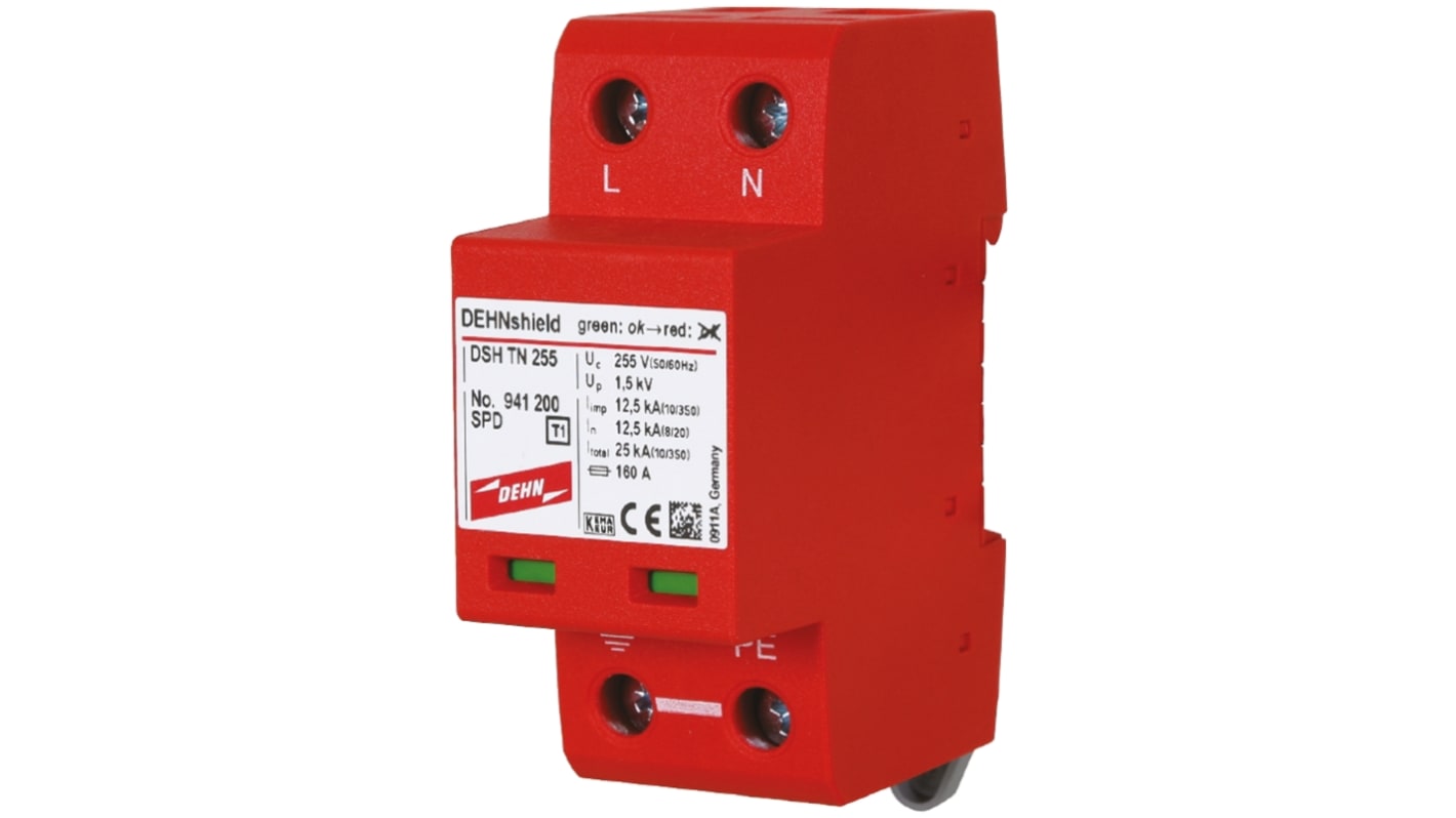 Dehn, DSH Modular Surge Protector 255 V ac Maximum Voltage Rating 12.5kA Maximum Surge Current Lightning Arrester