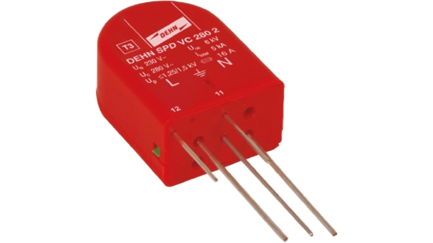 Dehn VC Überspannungsableiter Leitungsschutz 5kA 280 V ac, PCB-Montage, 24 x 15 x 32mm, 5mm, -25°C→+40°C