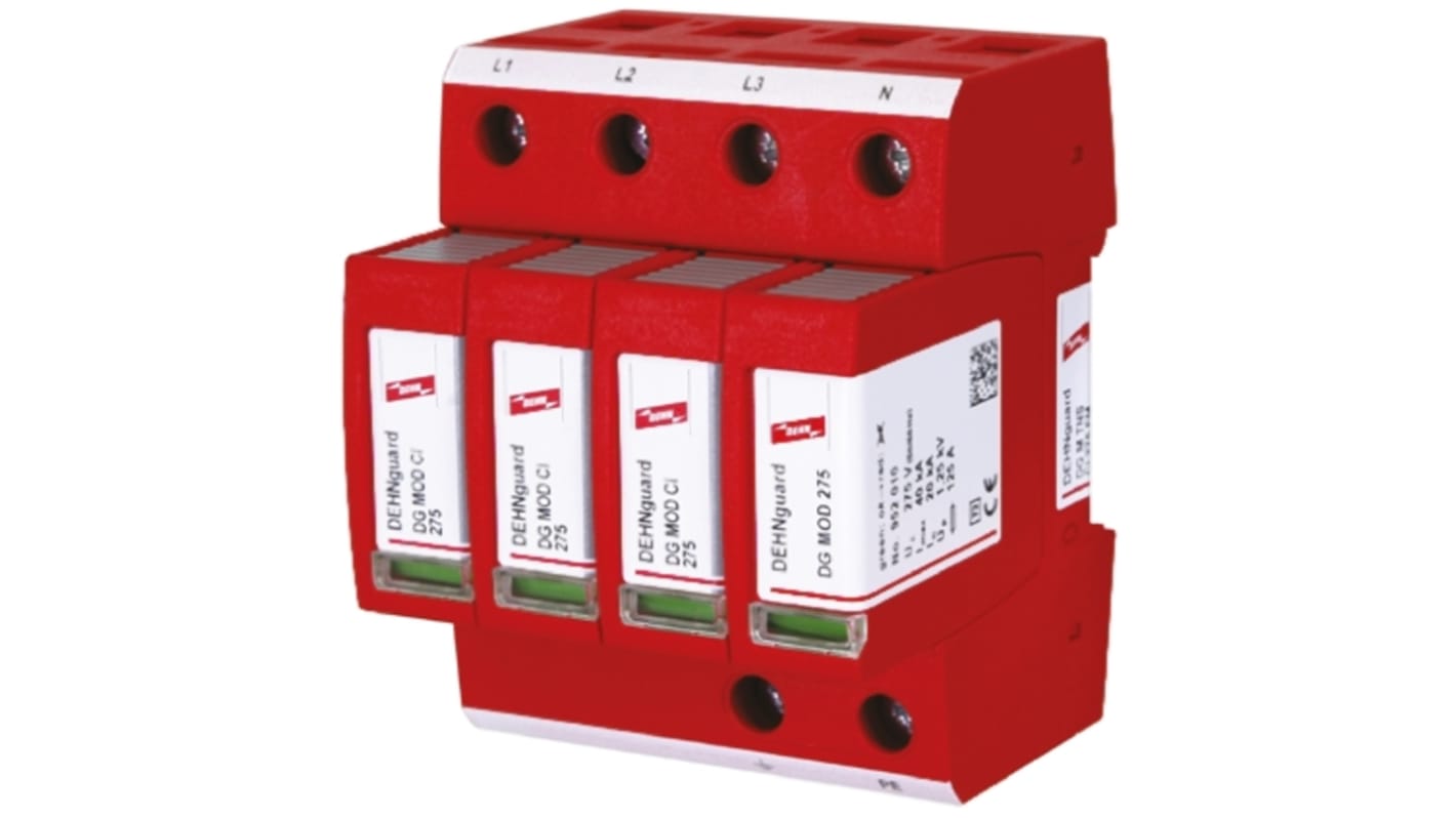 Dehn, DG Modular Surge Protector 275 V ac Maximum Voltage Rating 25kA Maximum Surge Current Type 2 Arrester