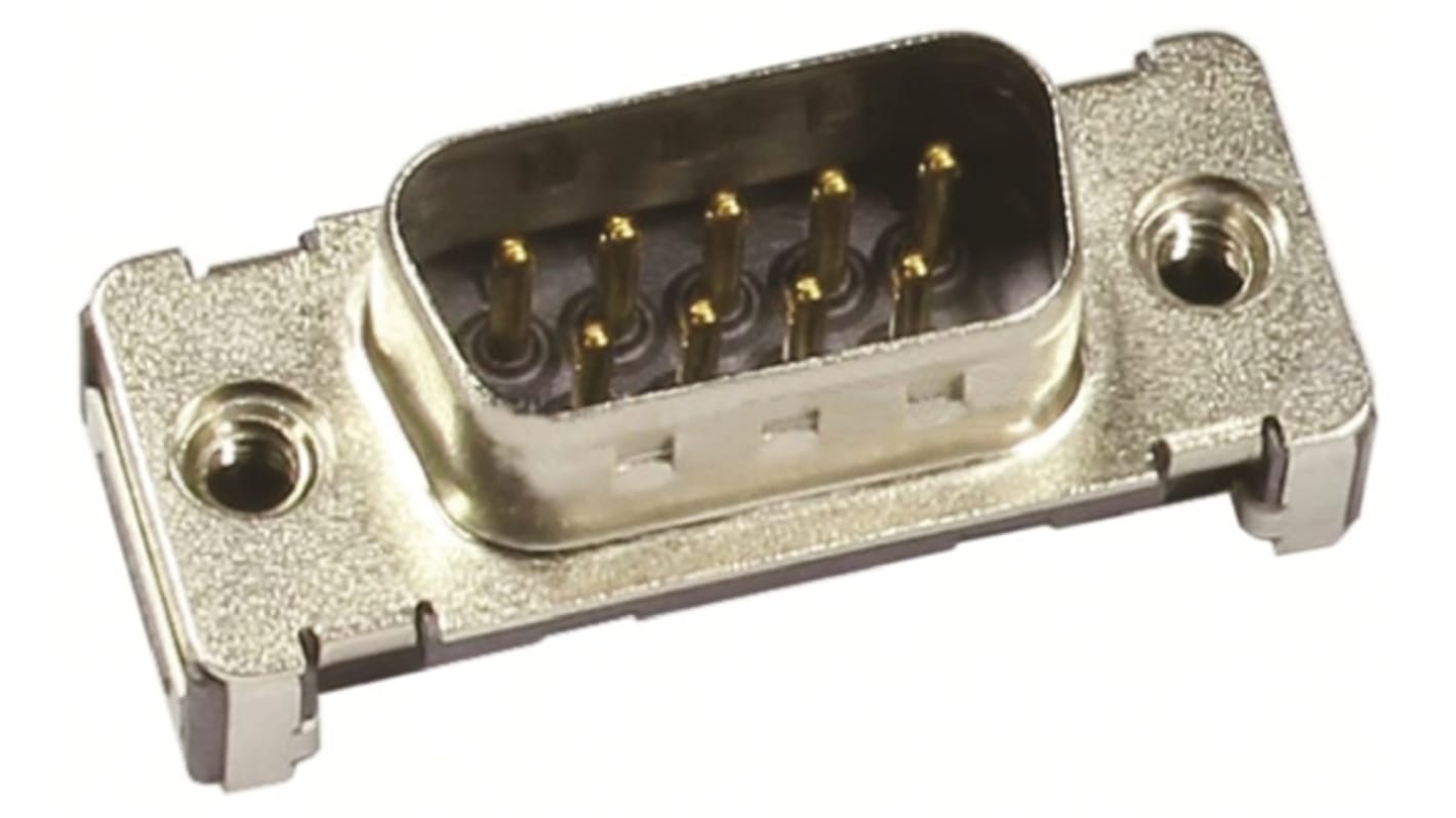 Conector D-sub HARTING, Serie D-Sub, paso 2.74mm, Recto, SMT, Macho, Terminación Soldador, 5.0A, con Encastres roscados