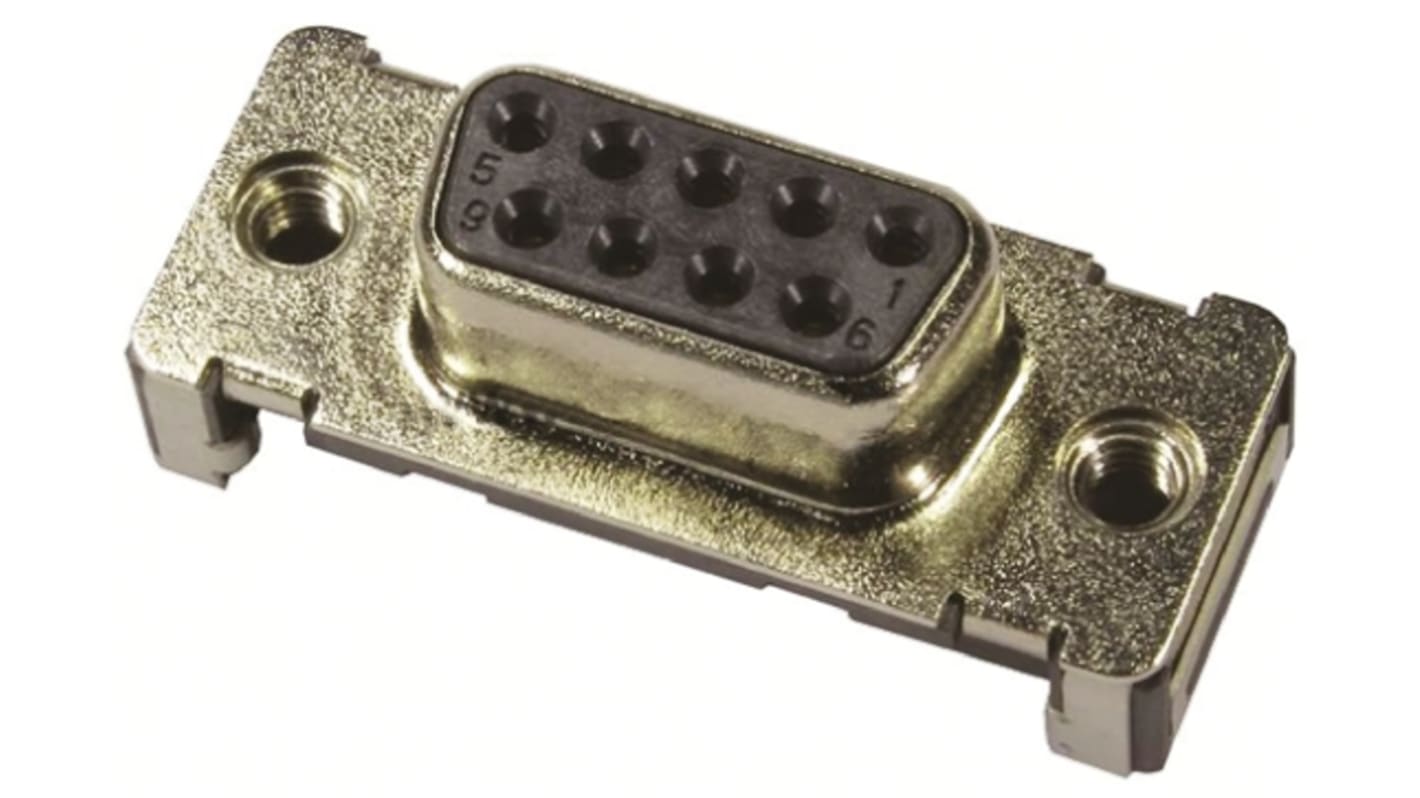 Conector D-sub HARTING, Serie D-Sub, paso 2.74mm, Recto, SMT, Hembra, Terminación Soldador, 5.0A, con Encastres