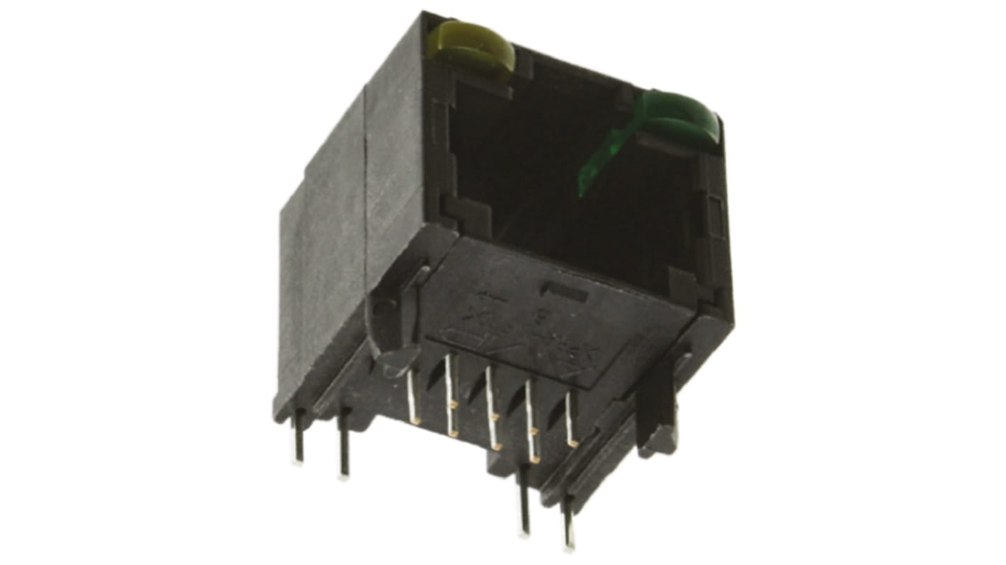 TE Connectivity 5406533 Cat.5 RJ45-Steckverbinder Buchse, 1-Port 8P8C-polig Geschirmt, Leiterplatten-Montage abgewinkelt