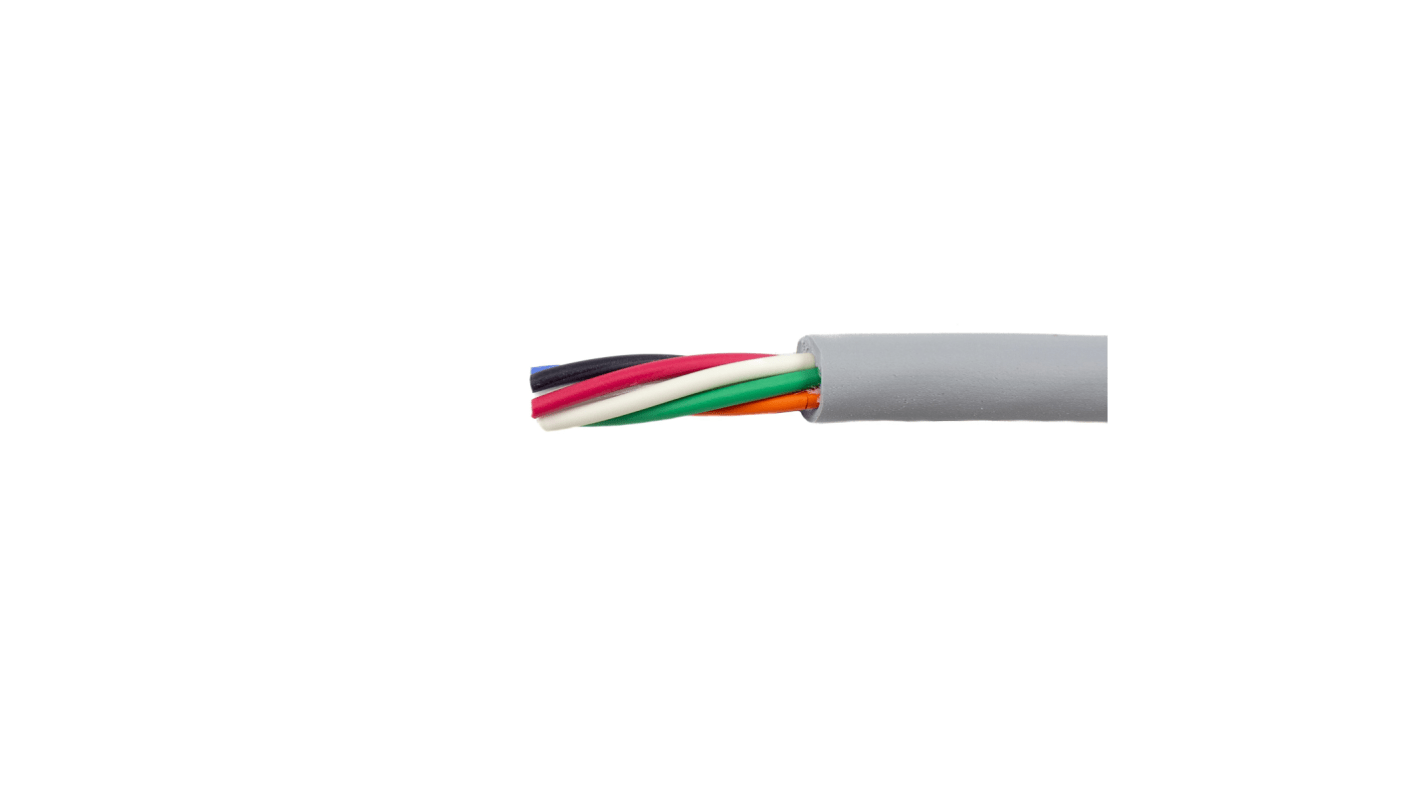 Alpha Wire EcoFlex Control Cable, 6 Cores, 0.35 mm², ECO, Unscreened, 30m, Grey mPPE Sheath, 22 AWG