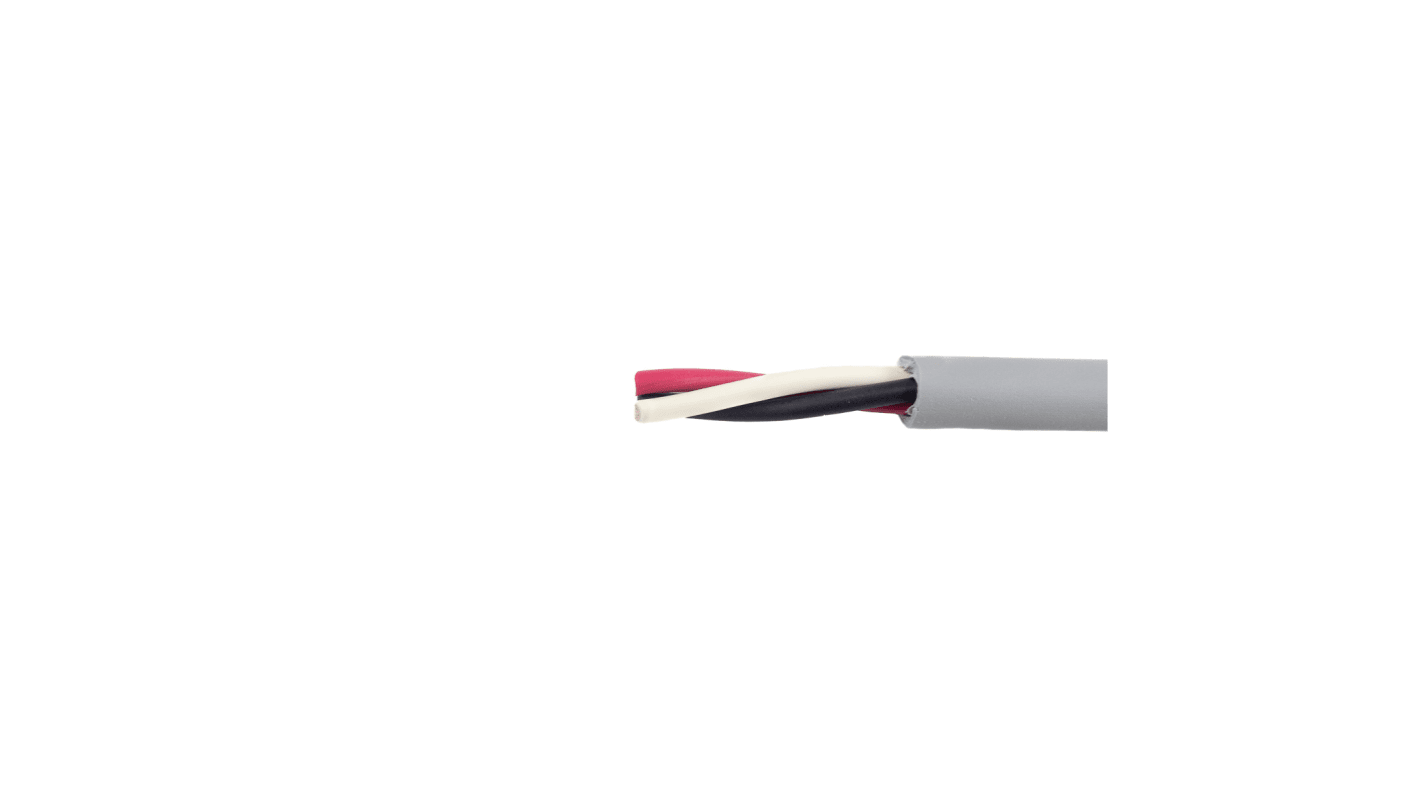 Alpha Wire Ecogen Ecoflex Control Cable, 3 Cores, 0.35 mm², ECO, Unscreened, 30m, Grey mPPE Sheath, 22 AWG