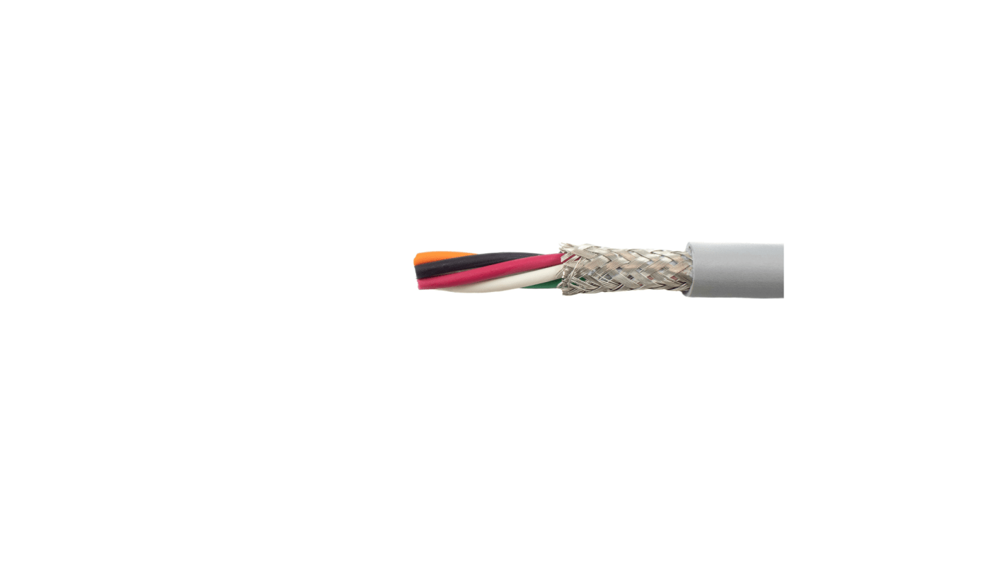 Alpha Wire Ecogen Ecoflex Control Cable, 5 Cores, 0.56 mm², ECO, Screened, 30m, Grey mPPE Sheath, 20 AWG