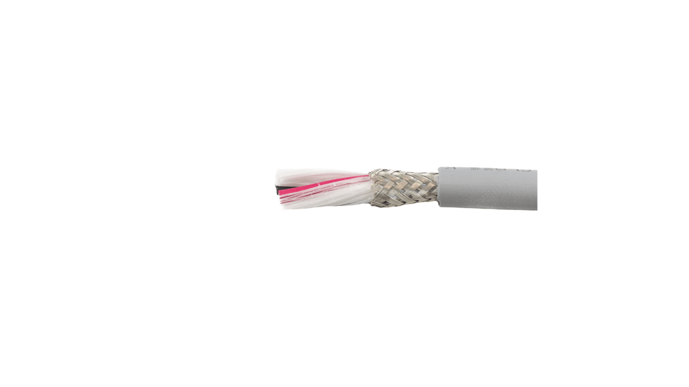 Alpha Wire Ecogen Ecoflex Control Cable, 2 Cores, 0.81 mm², ECO, Screened, 30m, Grey mPPE Sheath, 18 AWG