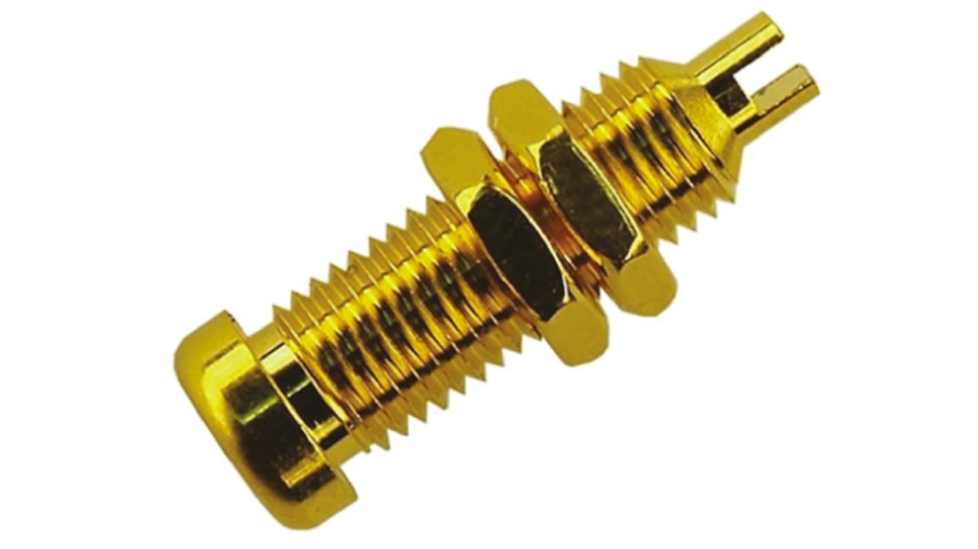 Hirschmann Test & Measurement Gold Female Banana Socket, 4 mm Connector, Solder Termination, 16A, 30 V ac, 60V dc, Gold