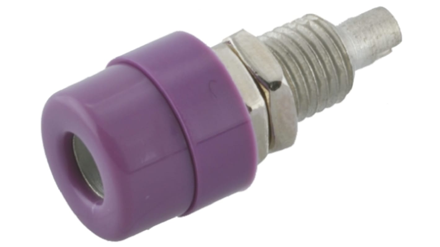 Hirschmann 4 mm Bananenbuchse Violett, Kontakt verzinnt, 30 V ac, 60V dc / 32A, Lötanschluss