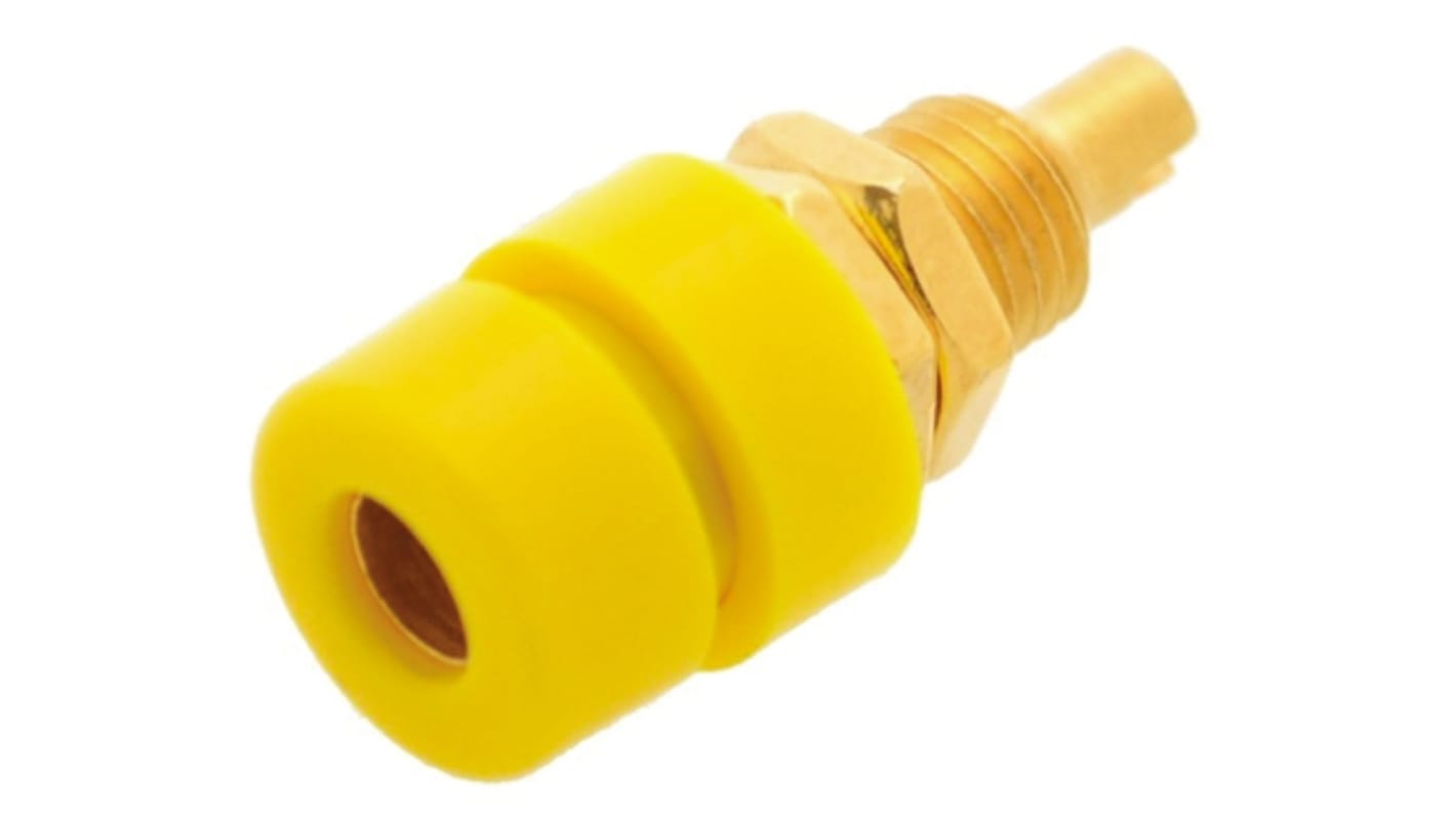 Conector banana hembra Hembra, 32A, 30 V ac, 60V dc, Contacto Oro, Amarillo