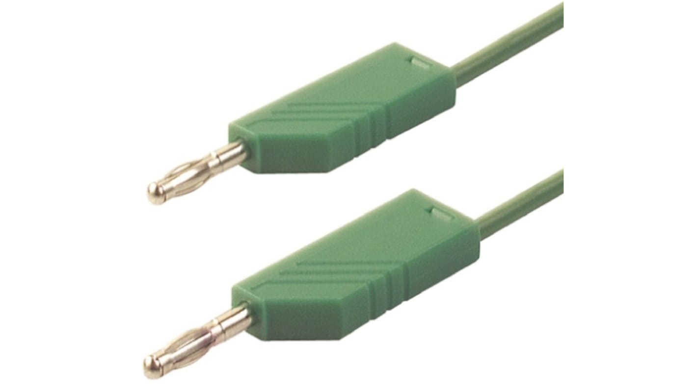 Cable de prueba con conector de 4 mm  Hirschmann de color Verde, Macho-Macho, 30 V ac, 60V dc, 32A, 2m