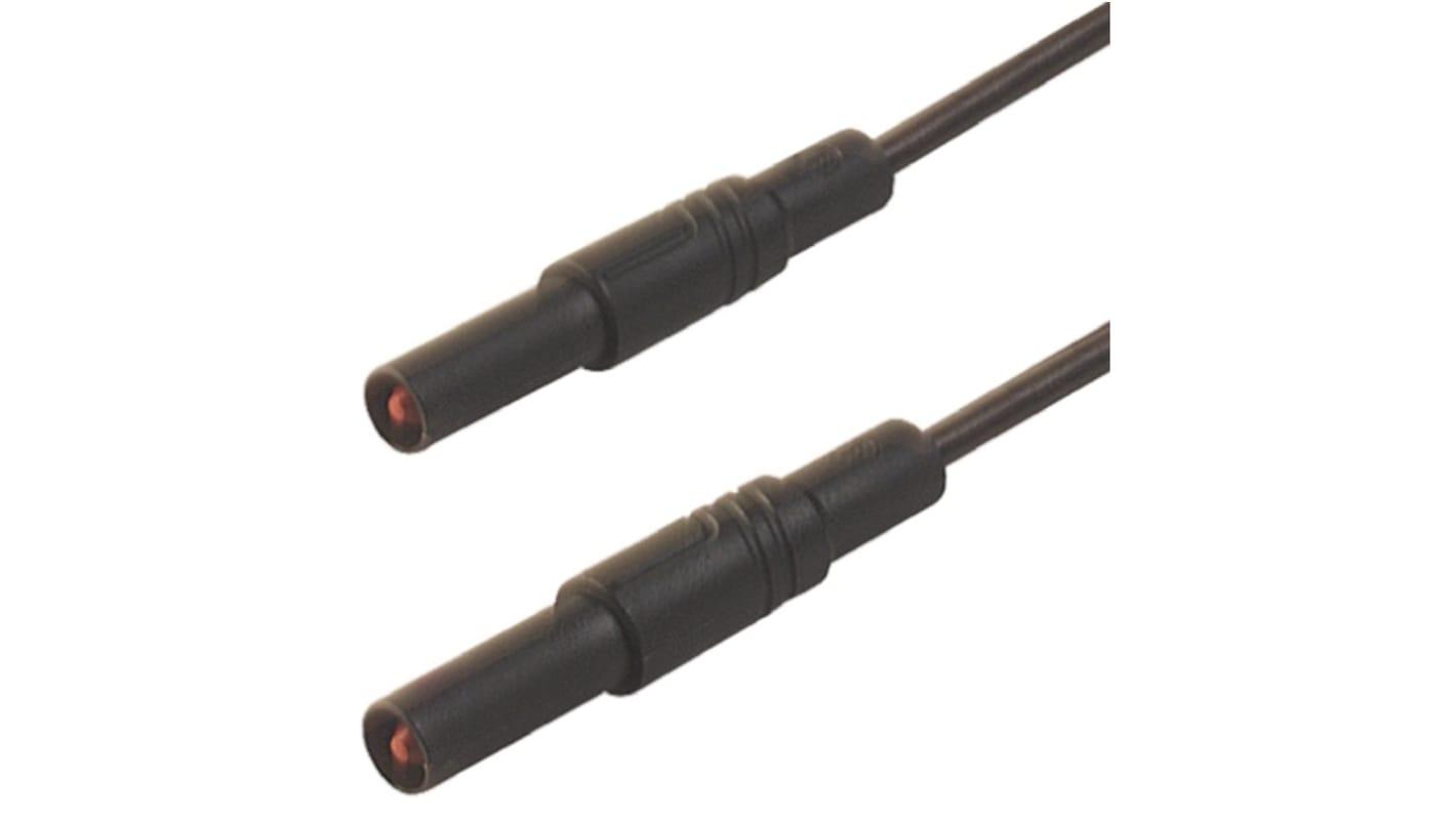 Cable de prueba con conector de 4 mm  Hirschmann de color Negro, Macho-Macho, 1000V ac/dc, 32A, 500mm