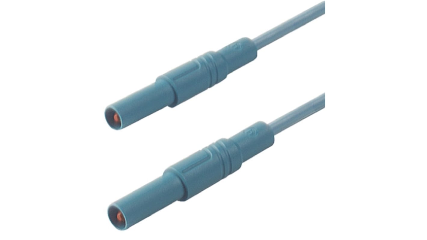 Cable de prueba con conector de 4 mm  Hirschmann de color Azul, Macho-Macho, 1000V ac/dc, 32A, 1m