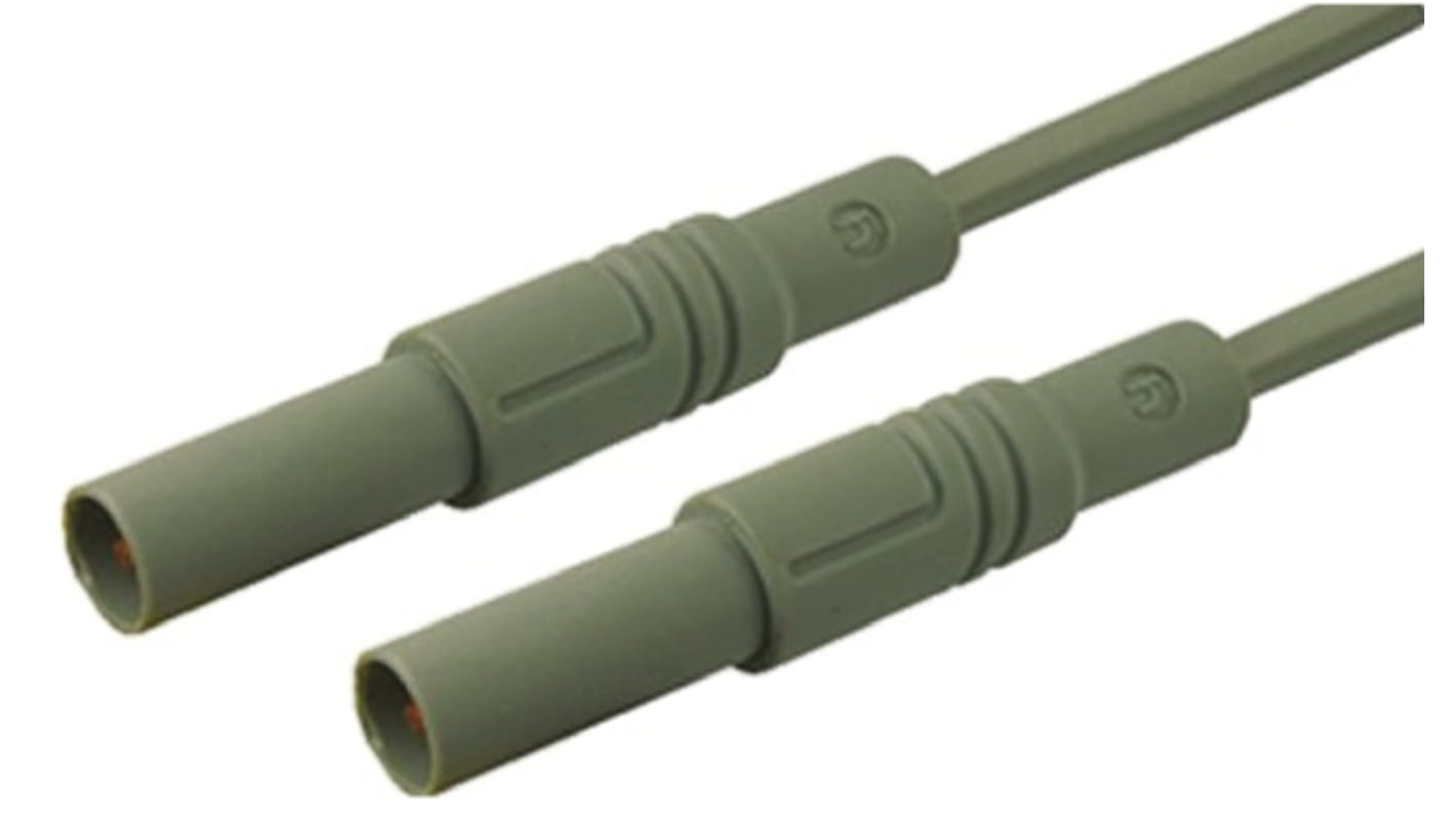 Cable de prueba con conector de 4 mm  Hirschmann de color Gris, Macho-Macho, 1000V ac/dc, 32A, 1m