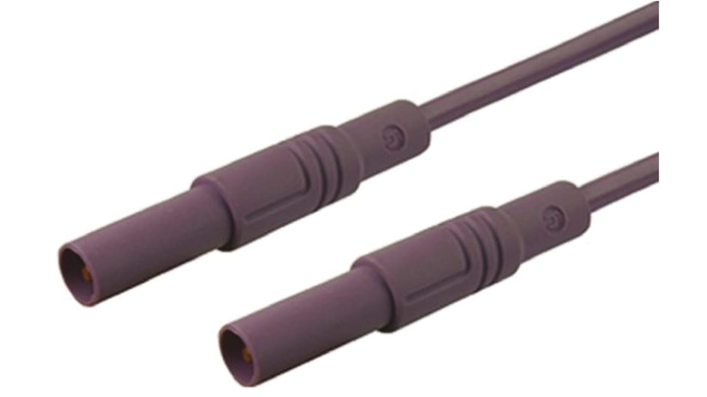 Cable de prueba con conector de 4 mm  Hirschmann de color Violeta, Macho-Macho, 1000V ac/dc, 32A, 1m