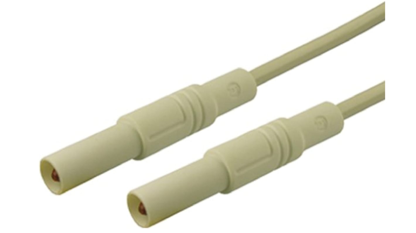 Cable de prueba con conector de 4 mm  Hirschmann de color Blanco, Macho-Macho, 1000V ac/dc, 32A, 2m
