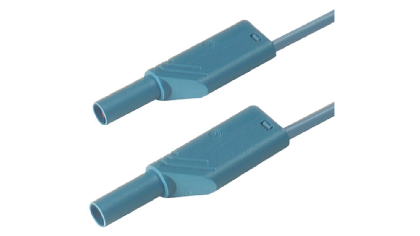 Cable de prueba con conector de 4 mm  Hirschmann de color Azul, Macho-Macho, 1000V ac/dc, 32A, 500mm