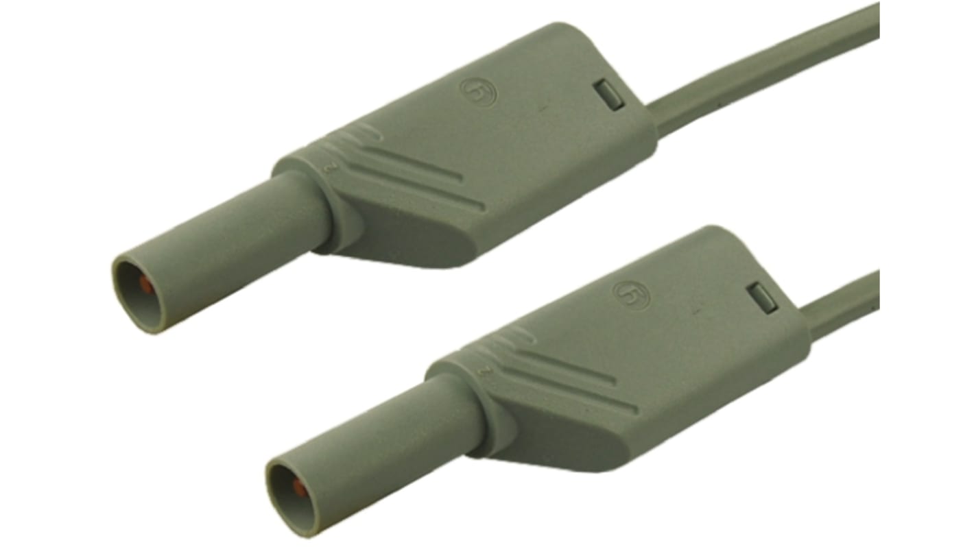 Cable de prueba con conector de 4 mm  Hirschmann de color Gris, Macho-Macho, 1000V ac/dc, 32A, 500mm